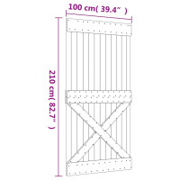 Produktbild för Skjutdörr med beslag 100x210 cm massiv furu