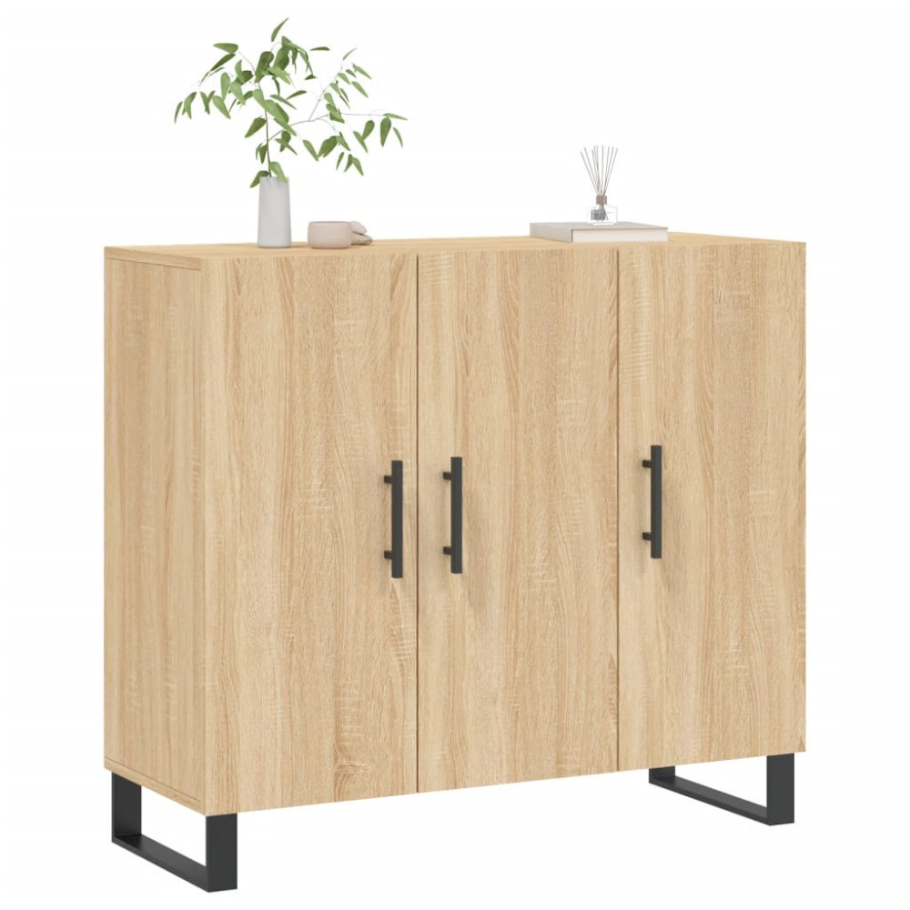 Produktbild för Skänk sonoma-ek 90x34x80 cm konstruerat trä