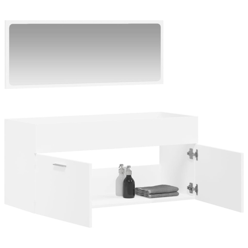 Produktbild för Badrumsskåp med spegel vit konstruerat trä
