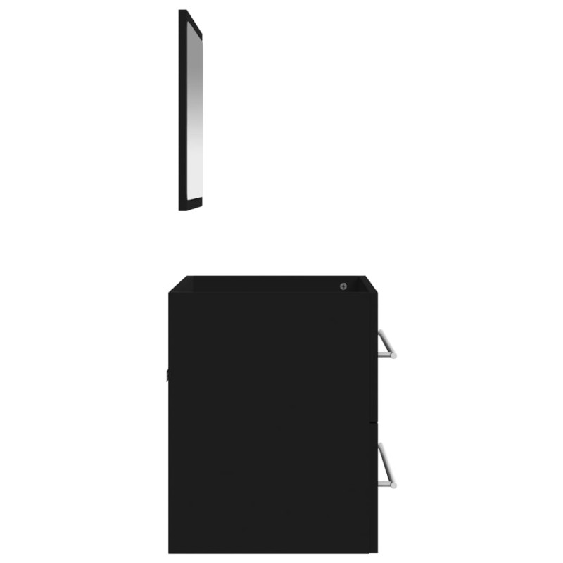 Produktbild för Badrumsskåp med spegel svart konstruerat trä