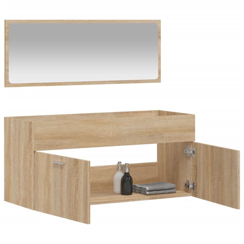Produktbild för Badrumsskåp med spegel sonoma-ek konstruerat trä