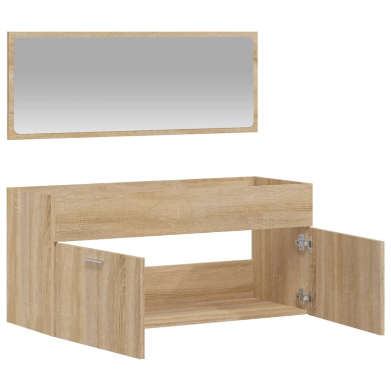 Produktbild för Badrumsskåp med spegel sonoma-ek konstruerat trä