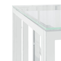 Produktbild för Soffbord silver 50x50x50 cm rostfritt stål och glas