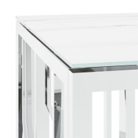 Produktbild för Soffbord silver 110x45x45 cm rostfritt stål och glas