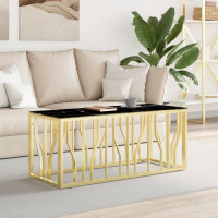 Produktbild för Soffbord guld 110x45x45 cm rostfritt stål och glas