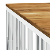 Produktbild för Soffbord silver rostfritt stål och massivt akaciaträ