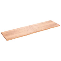 Produktbild för Vägghylla ljusbrun 220x60x(2-4) cm behandlad massiv ek