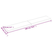 Produktbild för Hyllplan 180x30x(2-6) cm obehandlad massiv ek