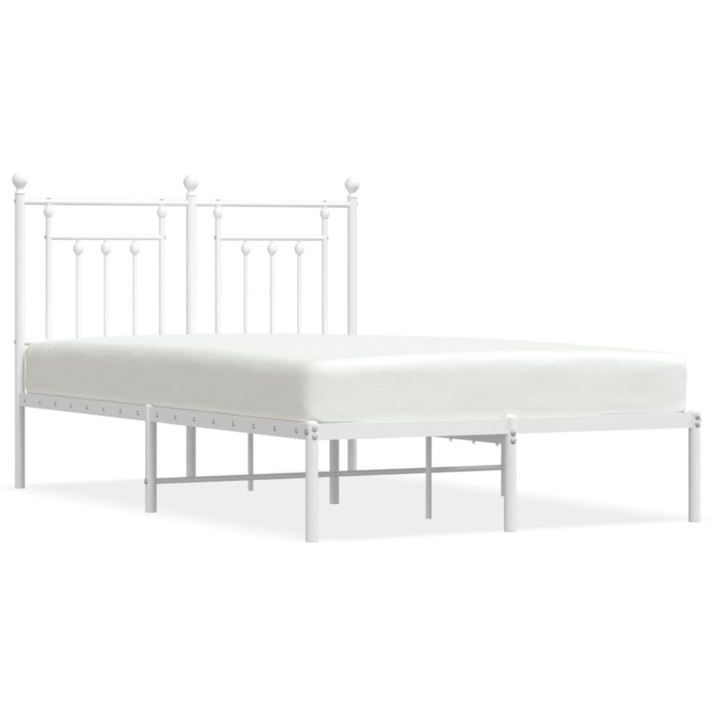 Produktbild för Sängram med huvudgavel metall vit 135x190 cm