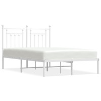 Produktbild för Sängram med huvudgavel metall vit 135x190 cm