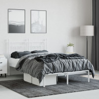 Produktbild för Sängram med huvudgavel metall vit 135x190 cm