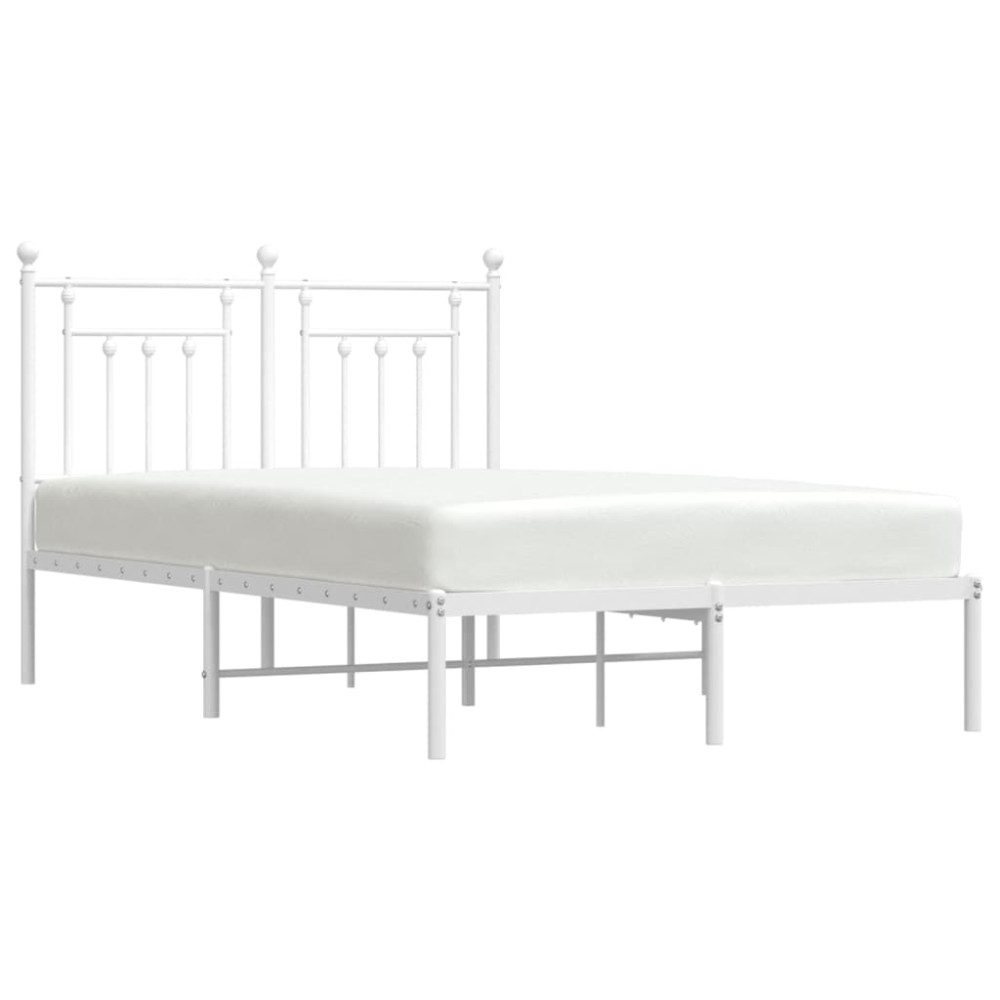 Produktbild för Sängram med huvudgavel metall vit 135x190 cm
