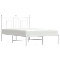 Produktbild för Sängram med huvudgavel metall vit 135x190 cm