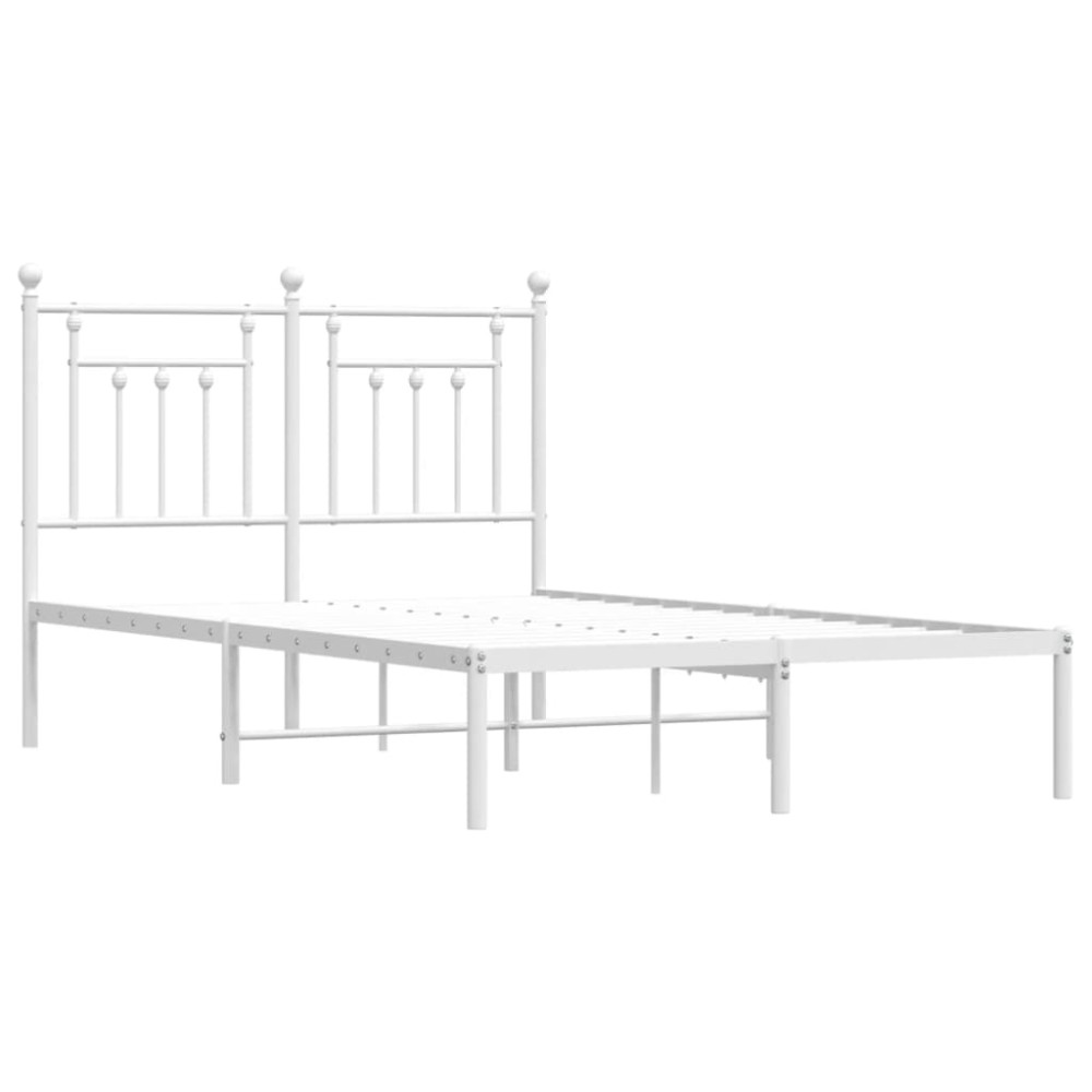 Produktbild för Sängram med huvudgavel metall vit 135x190 cm