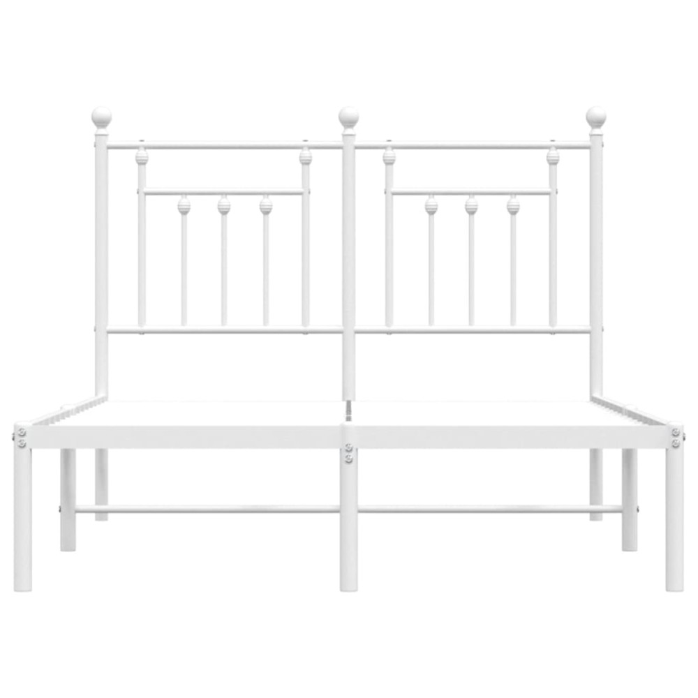 Produktbild för Sängram med huvudgavel metall vit 135x190 cm