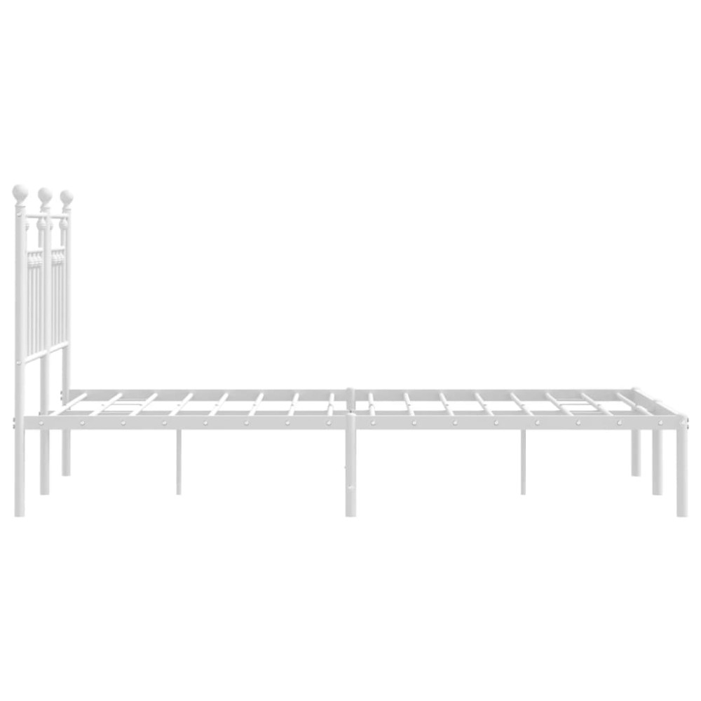 Produktbild för Sängram med huvudgavel metall vit 135x190 cm