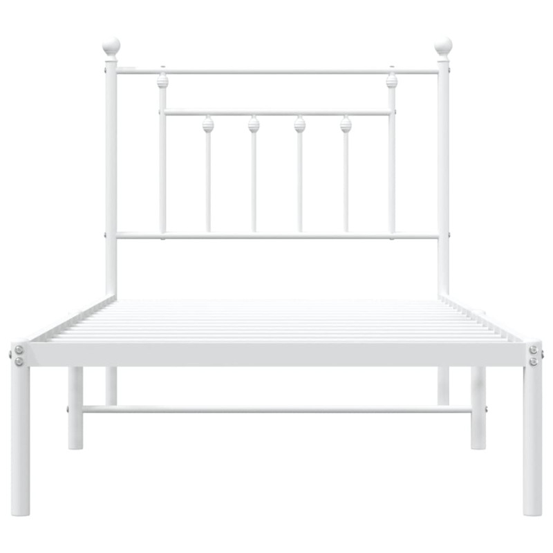 Produktbild för Sängram med huvudgavel metall vit 90x200 cm