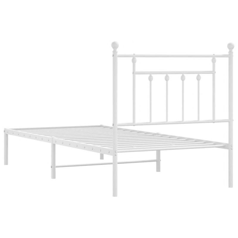 Produktbild för Sängram med huvudgavel metall vit 90x200 cm