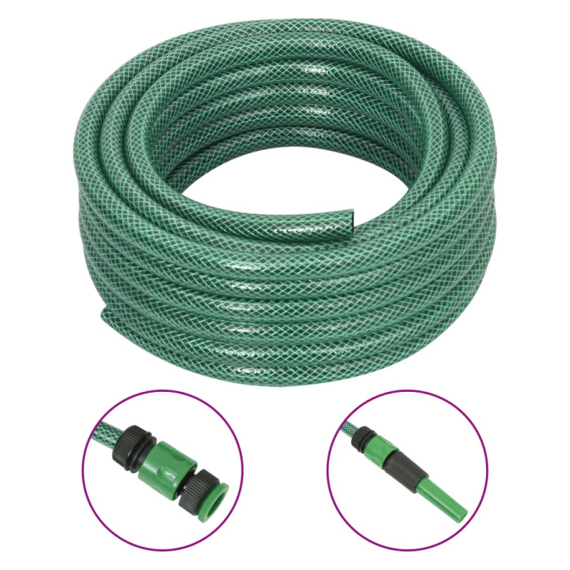 Produktbild för Trädgårdsslang med kopplingar grön 0,6" 10 m PVC
