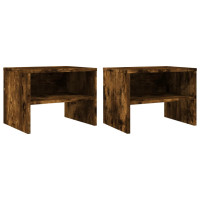 Miniatyr av produktbild för Sängbord 2 st rökfärgad ek 40x30x30 cm konstruerat trä