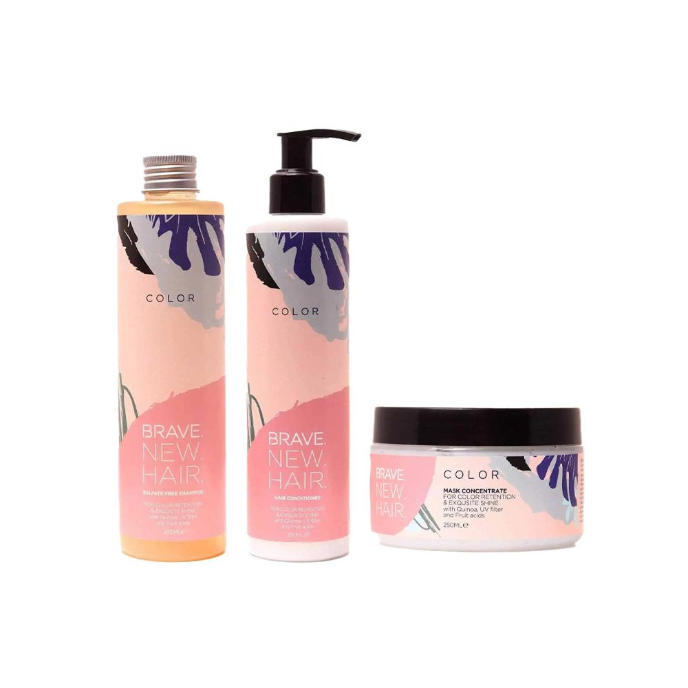 Produktbild för 3-pack Brave. New. Hair. Color Schampoo + Conditioner + Mask