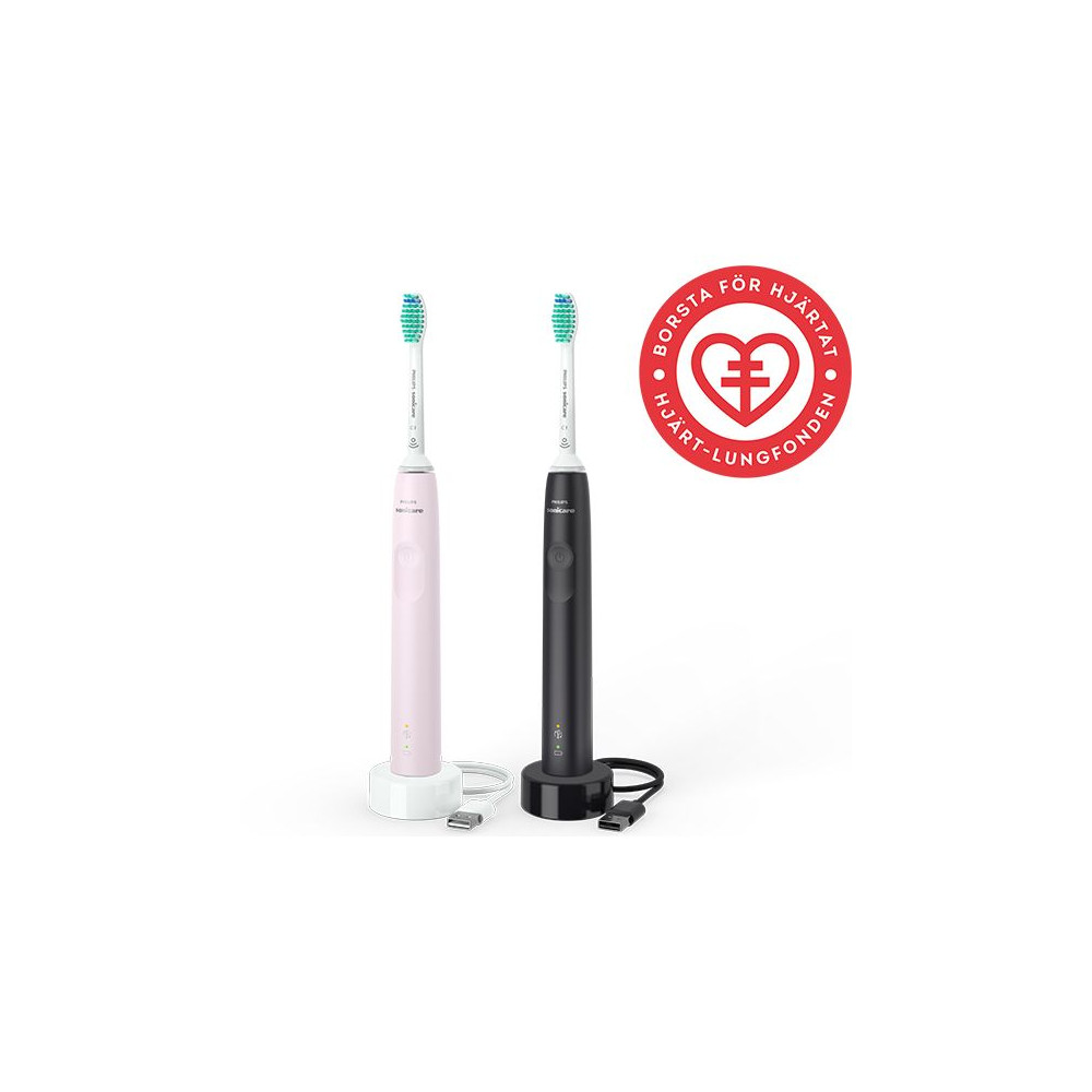 Produktbild för Philips 3100 series HX3675/15 2x Sonisk eltandborste - Svart/Rosa