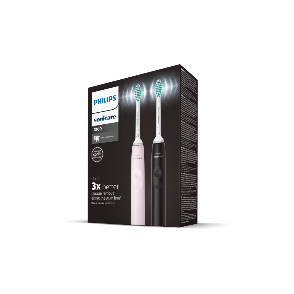 Produktbild för Philips 3100 series HX3675/15 2x Sonisk eltandborste - Svart/Rosa