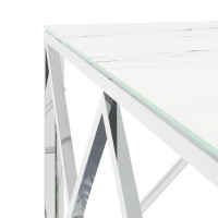 Produktbild för Soffbord silver 80x80x40 cm rostfritt stål och glas