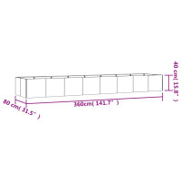 Produktbild för Odlingslåda 360x80x40 cm rosttrögt stål