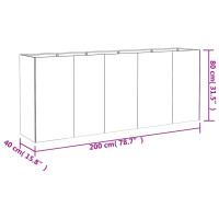 Produktbild för Odlingslåda 200x40x80 cm rosttrögt stål