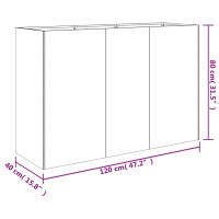 Produktbild för Odlingslåda upphöjd 120x40x80 cm rosttrögt stål