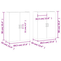 Produktbild för Väggskåp 2 st sonoma-ek 69,5x34x90 cm