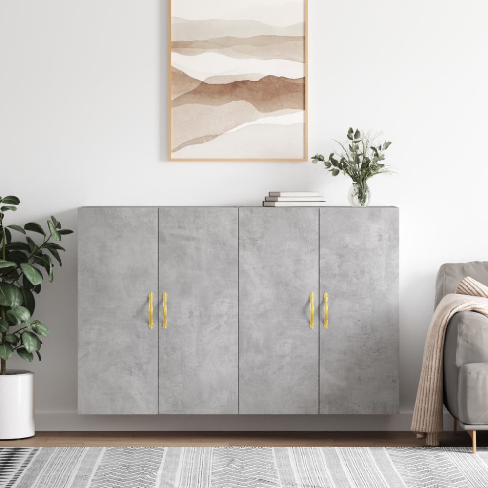 Produktbild för Väggskåp 2 st betonggrå 69,5x34x90 cm