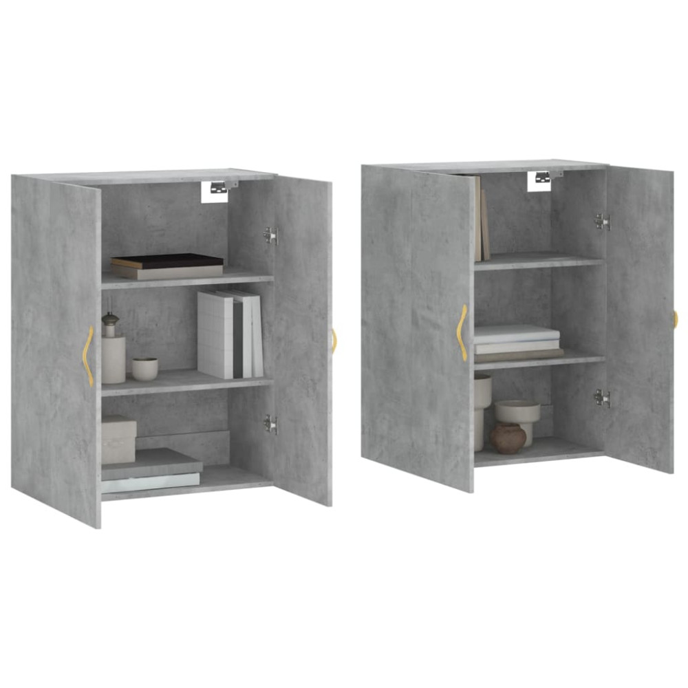 Produktbild för Väggskåp 2 st betonggrå 69,5x34x90 cm