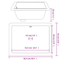 Produktbild för Handfat vit 46,5x35x18 cm rektangulär keramik