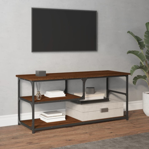 vidaXL Tv-bänk brun ek 103x38x46,5 cm konstruerat trä och stål