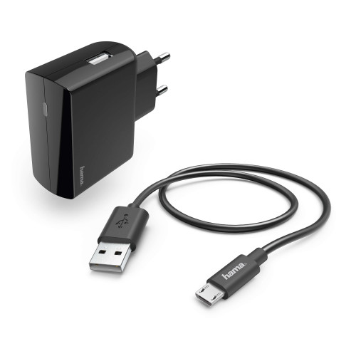 Hama Laddare 220V Micro-USB 2.4A lös kabel 1m Svart