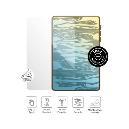 GEAR Glass Prot. Flat Case Friendly 2.5D GOLD iPad 2017/2018/Air/Air2/Pro 9,7"