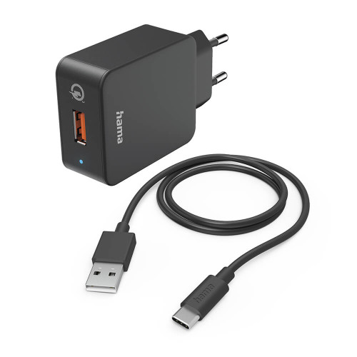 Hama Charger 220V with USB-C Cable Qualcomm 19.5W Black