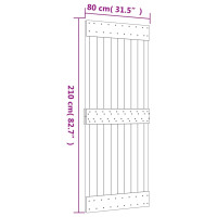 Produktbild för Skjutdörr med beslag 80x210 cm massiv furu