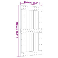 Produktbild för Skjutdörr med beslag 100x210 cm massiv furu