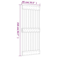 Produktbild för Skjutdörr med beslag 85x210 cm massiv furu