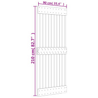 Produktbild för Skjutdörr med beslag 90x210 cm massiv furu