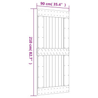 Produktbild för Skjutdörr med beslag 90x210 cm massiv furu