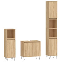Miniatyr av produktbild för Badrumsmöbler set 3 delar sonoma-ek konstruerat trä