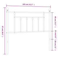 Produktbild för Huvudgavel metall vit 100 cm