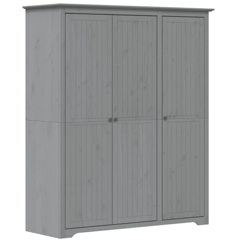 Produktbild för Klädskåp BODO grå 146x53,5x173 cm massiv furu