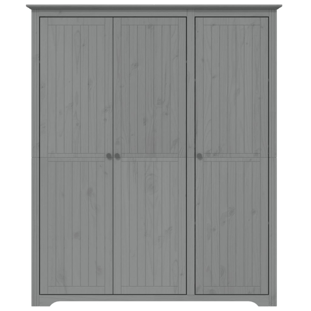 Produktbild för Klädskåp BODO grå 146x53,5x173 cm massiv furu