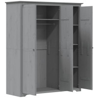 Produktbild för Klädskåp BODO grå 146x53,5x173 cm massiv furu
