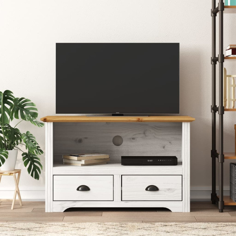 Produktbild för TV-bänk med 2 lådor BODO brun 91x43x56 cm massiv furu